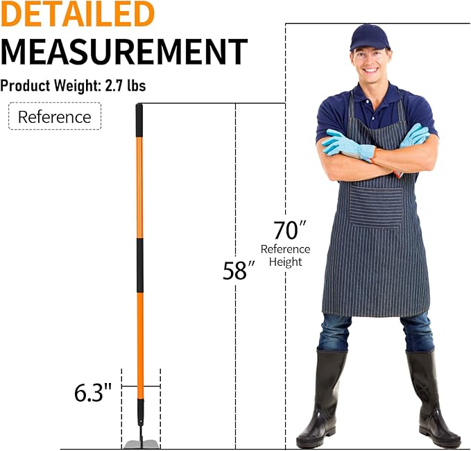 VNIMTI Garden Hoe Tool, Heavy Duty Hoe Garden Tool, Garden Hoe for Weeding with Long Fiberglass Handle, 58 Inches