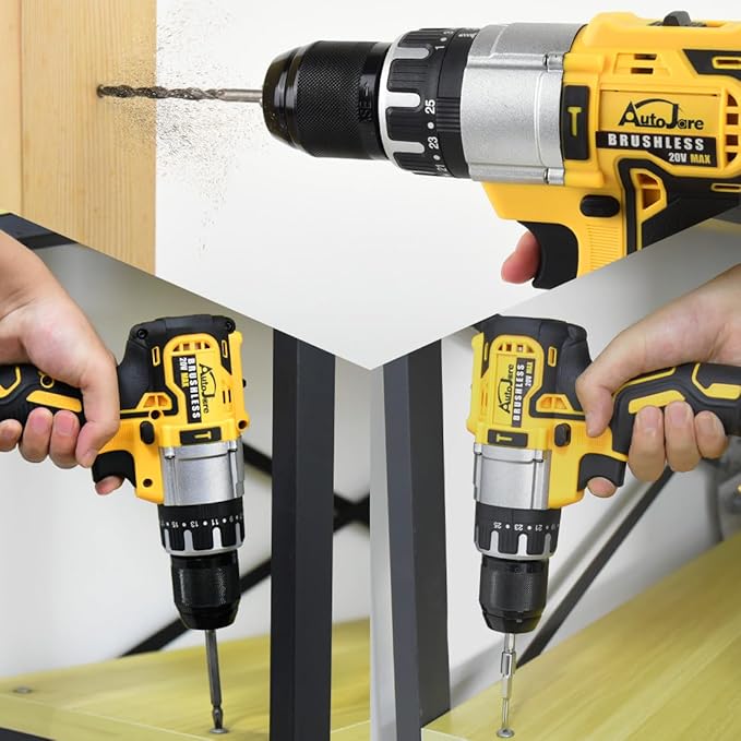 1/2" Cordless Drill Driver 798 in-lbs 25+3 Clutch 2 Speed Modes Power Drill with 2 x 1.5Ah Li-ion Battery, Fast Charger, 24pcs Accessories and Carry Case for Home Improvement, DIY Project