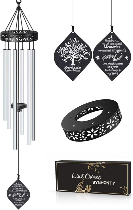 Synhonty Memorial Wind Chimes for Loss of Husband, 32" Sympathy Gift, Remembrance/Grief/Bereavement Gifts in Memory of Husband