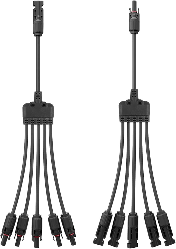 1 Pair Solar Connectors Y Branch,1 to 5 Solar Parallel Connector for Solar Panels,30A 1000V Solar Panel Splitter for Solar Cable