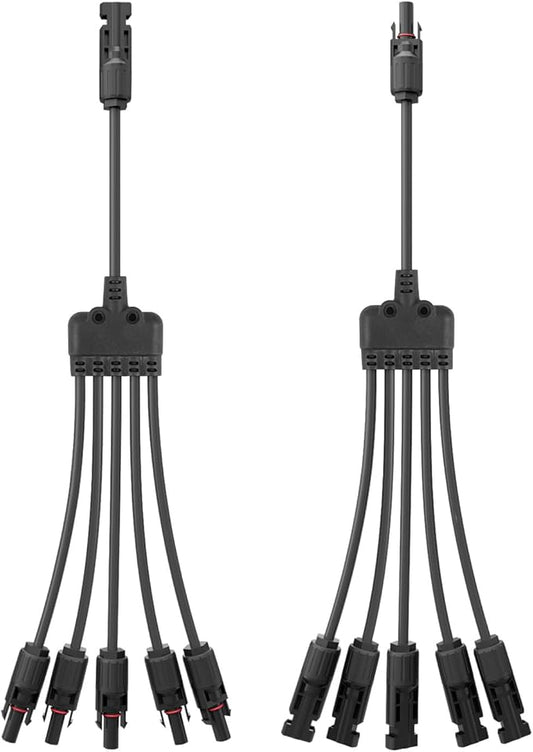 1 Pair Solar Connectors Y Branch,1 to 5 Solar Parallel Connector for Solar Panels,30A 1000V Solar Panel Splitter for Solar Cable