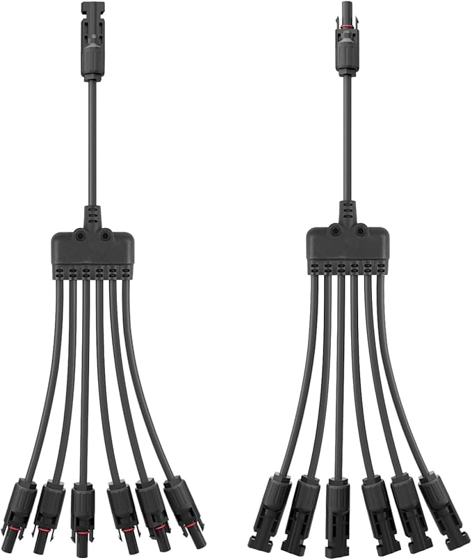 1 Pair Solar Connectors Y Branch,1 to 6 Solar Parallel Connector for Solar Panels,30A 1000V Solar Panel Splitter for Solar Cable