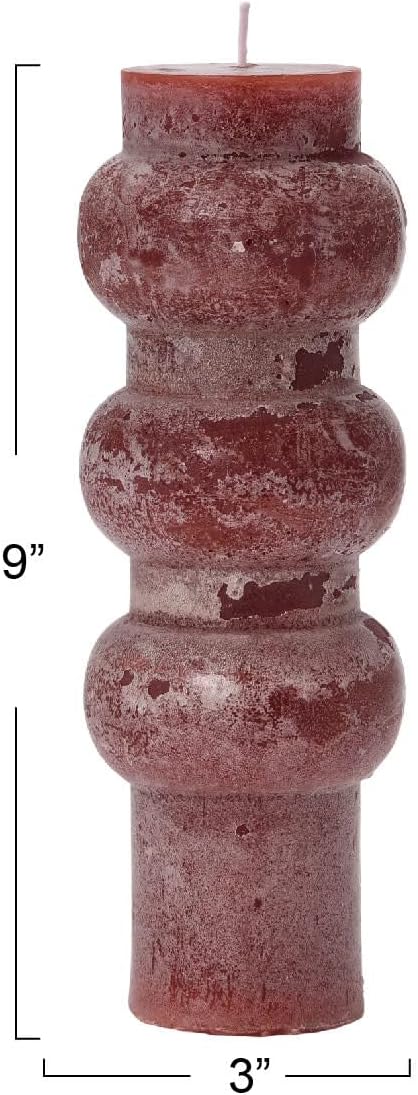 Creative Co-Op Unscented Totem Pillar, Cabernet Candles, 3" L x 3" W x 9" H, Purple