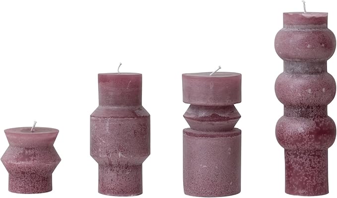 Creative Co-Op Unscented Totem Pillar, Pinot Candles, 3" L x 3" W x 3" H, Purple