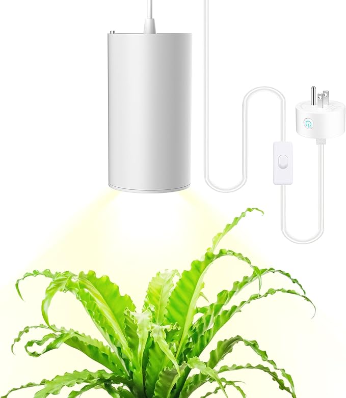 STERREN Pendant Grow Lights,30W Full Spectrum Plant Light with On/Off Switch, Auto Timer White Plug in Hanging Lights for Indoor Plants with 21 FT Height Adjustable Power Cord