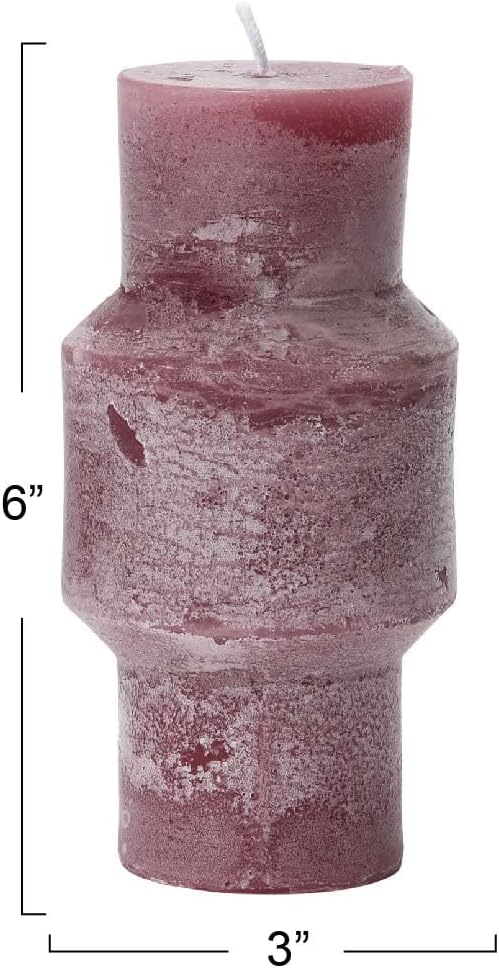 Creative Co-Op Unscented Totem Pillar, Pinot Candles, 3" L x 3" W x 6" H, Purple