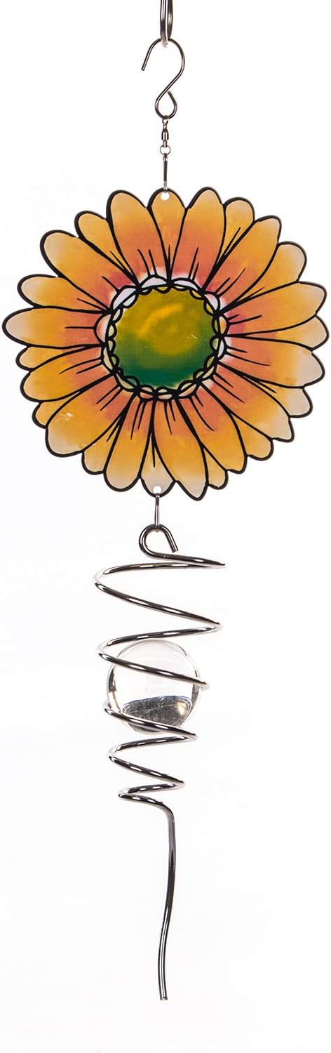 18" Wind Spinner Outdoor Hanging Metal Figurine Spinner for Garden Décor Ornaments,Lawn Yard Patio,Sunflower