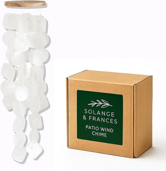 Solange & Frances Natural Garden Decor Wind Chimes for Outside - Patio and Gardening Gifts for Women, Zen Garden Wind Chime, Elegant Shell Wind Chimes Gift for Mom