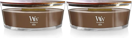 WoodWick Ellipse Scented Candle, Humidor, 16oz | Up to 50 Hours Burn Time (Pack of 2)