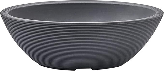 Crescent Garden Delano Oval Planter Bowl, Succulent Garden, Unique Indoor/Outdoor Double-Walled Plant Bowl with Plug- Oval Shape - 30" L x 21" W x 10" H (Slate)