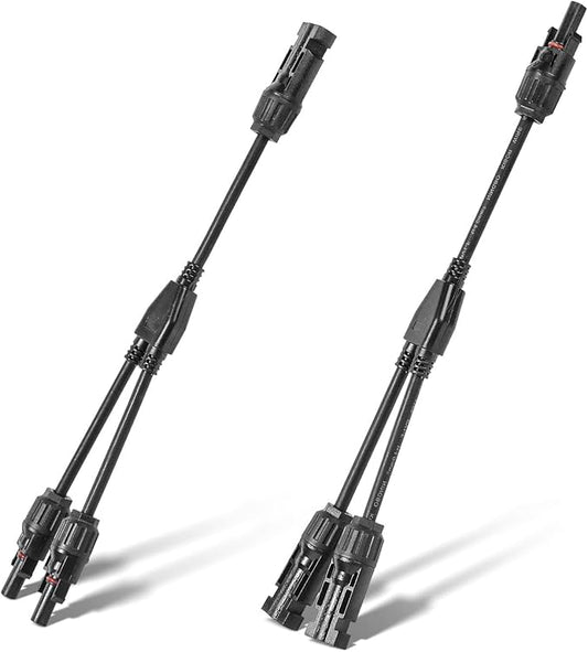 1 Pair Solar Panel Connectors Y Branch,30A 1000V Solar Parallel Connector 1 to 2 for Solar Panels,IP67 Waterproof Solar Panel Splitter for Solar Cable