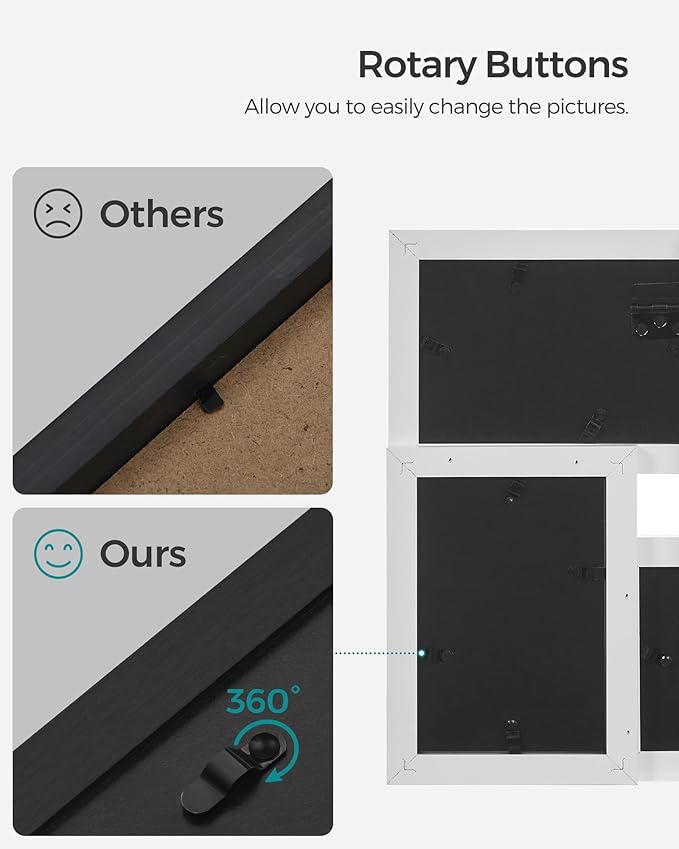 SONGMICS 4x6 Collage Picture Frames, Family Photo Collage Frame Set of 4 for Wall Decor, Glass Front, Wall Hanging or Tabletop, Ink Black URPF25BK