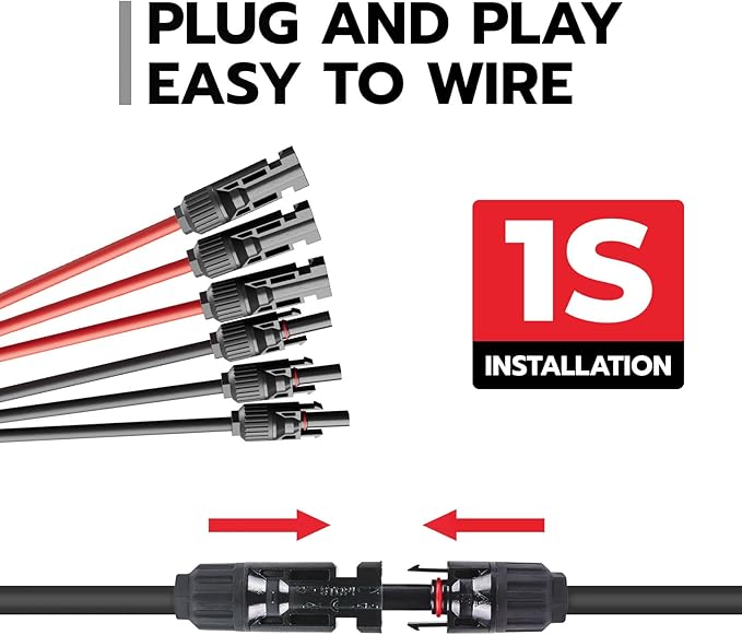 1 Pair Solar Connectors Y Branch 2 to 6,30A 1000VDC Solar Parallel Connectors for 2-3 Solar Panels,10AWG Adapter Solar Panel Connectors