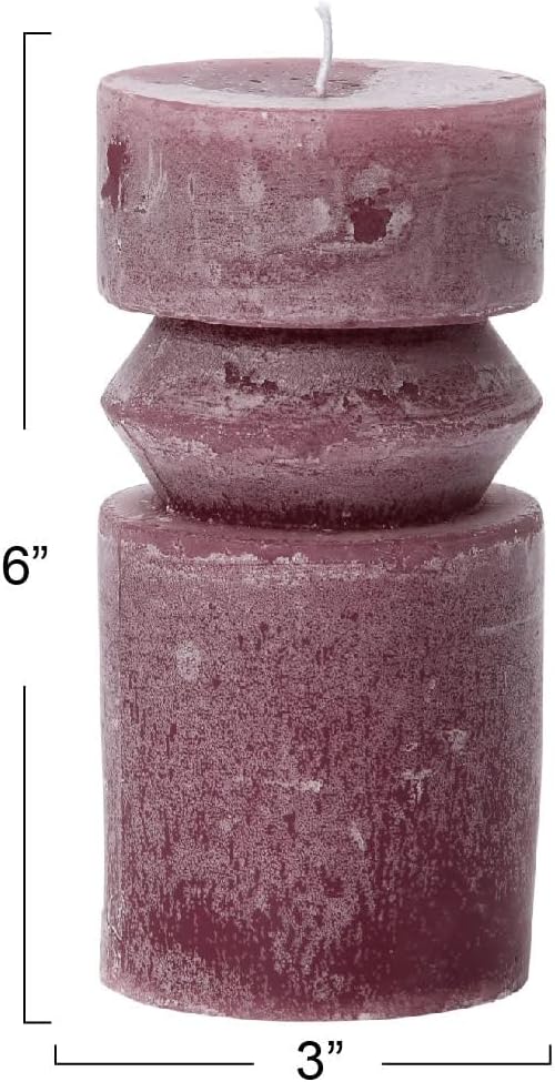 Creative Co-Op Unscented Totem Pillar, Pinot Candles, 3" L x 3" W x 6" H, Purple