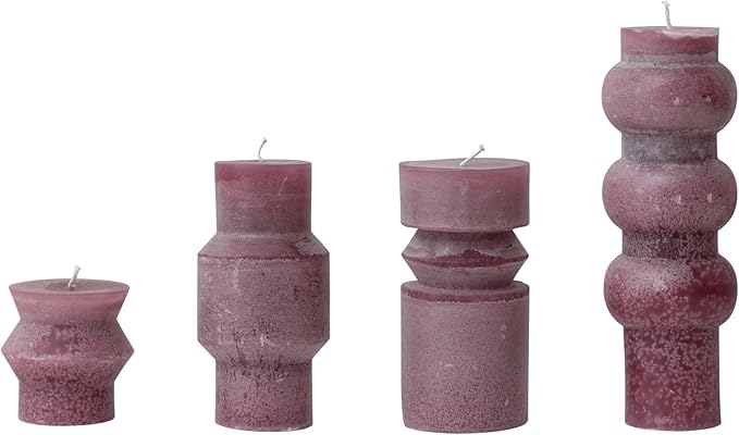 Creative Co-Op Unscented Totem Pillar, Pinot Candles, 3" L x 3" W x 6" H, Purple