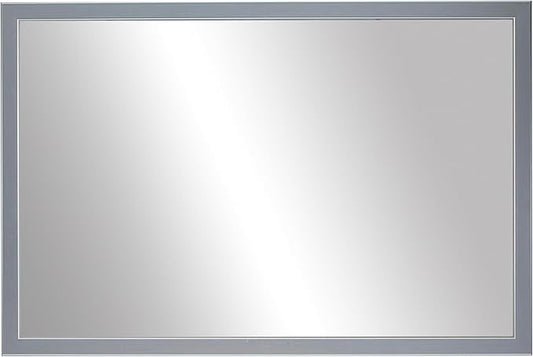 Frame My Mirror Silver Bathroom Mirror for Wall, 36" x 42" Brushed Chrome Bathroom Vanity Mirror, Made in USA, Hangs Horizontally or Vertically, Ellis Design