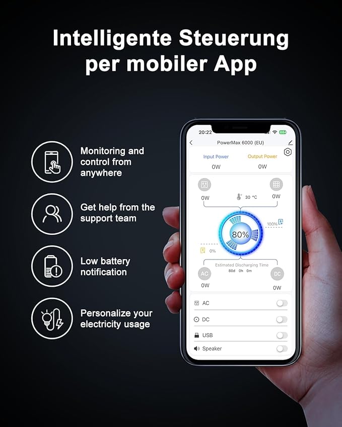 OSCAL PowerMax 6000 Solar Generator, 3600Wh/6000W Power Station with 2x500W Solar Panels, 120V/240V Split Phase Voltage AC Outlets (9000W Peak), 2400W Solar Charging,Emergency for Home,Battery Backup