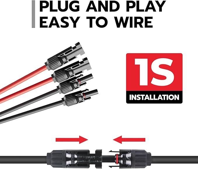 1 Pair Solar Connectors Y Branch, 2 to 4 Solar Parallel Connector for 2 Solar Panels,12AWG-10AWG Solar Wire Connectors Waterproof