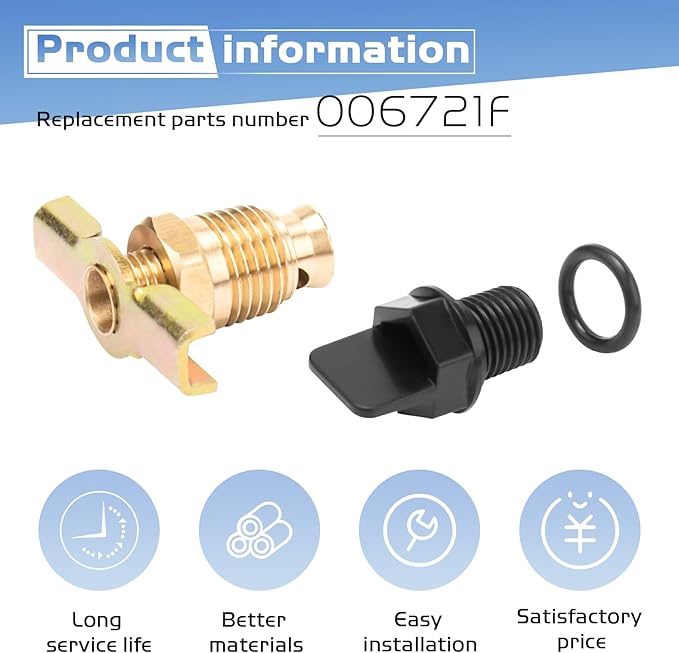 006721F Pool Heater Drain Plug Compatible with Raypak Capron Drain Plug, Pool Heater Parts Fits for Raypak RP2100 Digital Gas Models R185A-R405A, R185B-R405B, 206A-406A, 207A-407A