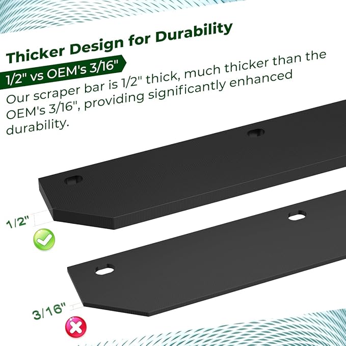 1/2" Poly Cutting Edge Scraper Bar- Replacement for John Deere 54" Front Mount Snow Blade Plow, Replaces for M75679
