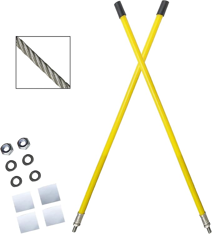 24''Yellow Snow Plow Blade Markers Guides Kit Vertical Stud Mount Striking Never Break Fit for Blizzard Boss SNO-Way Western Snowplows & Many More Pickup Truck SUV UTV ATV