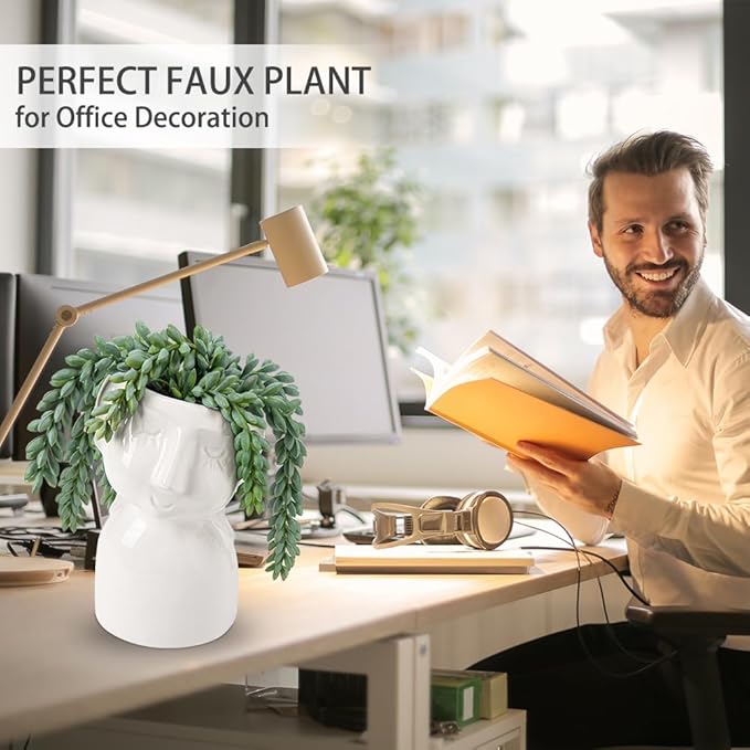 Fake Succulents Plants Artificial Succulents in Ceramic Pots Fake Potted Plants Faux Plants Indoor Fake Plants for Office, Desk, Shelf, Succulent Decor