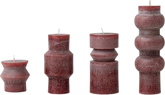 Creative Co-Op Unscented Totem Pillar, Cabernet Candles, 3" L x 3" W x 9" H, Purple