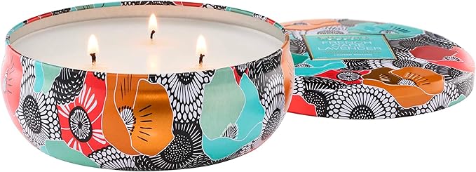 Voluspa Limited Edition French Cade Lavender 3 Wick Tin Candle, 12 oz, Coconut Wax for Clean Burning, 40 Hour Burn, Lavender Candle Handmade in The USA