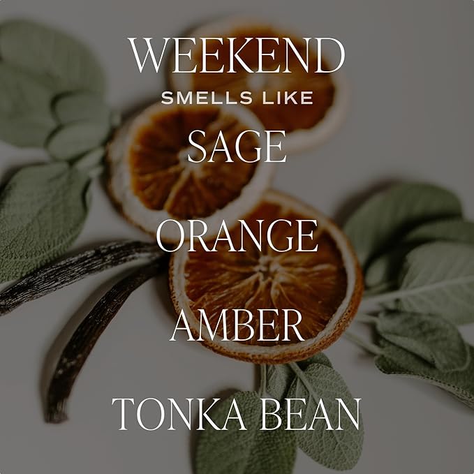 Sweet Water Decor Weekend Soy Candle - Citrus, Grapefruit, Sage, Amber, and Oakmoss Scented Spring Candles for Home - 9oz Amber Jar + Black Lid, 40+ Hour Burn Time, Made in The USA