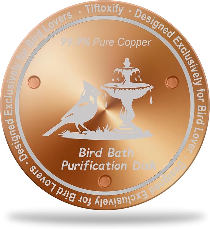 0.8mm Reinforced 99.99% Pure Copper Bird Bath Disk - Triple-Point Support Design for Physical Safe Water Maintenance, Universal Fit All-Season Outdoor Birdbaths Bowls, 1Pcs