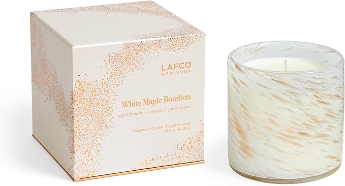 LAFCO New York Holiday Signature Candle, White Maple Bourbon - 15.5 oz - 90-Hour Burn Time - Reusable, Hand Blown Glass Vessel - Made in The USA