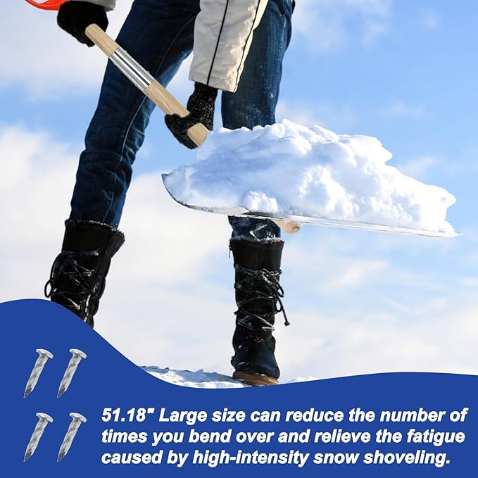 Aluminum Snow Shovel with D Handle,Heavy Duty Metal Scoop Shovel,51.1 Inches Large Capacity Snow Shovel for Driveway,Coal Shovel for Mulch,Moving Feed and Gardening