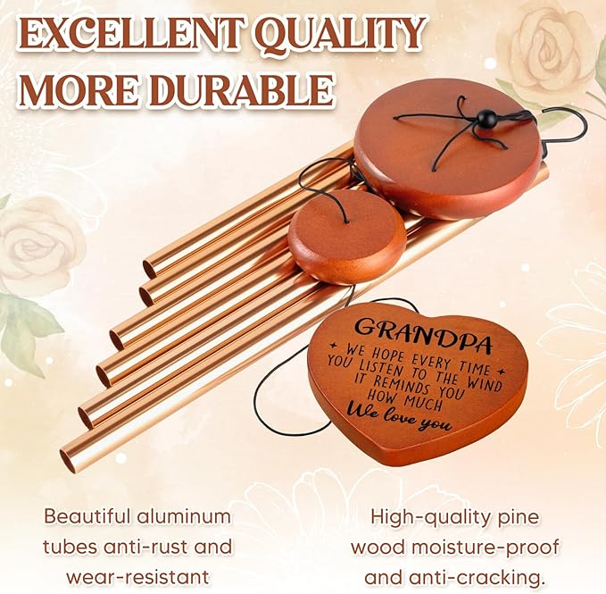 Grandpa Gifts, Birthday Gifts for Grandpa Wind Chimes for Outside, Birthday Gift for Grandfather from Daughter Son, Grandfather Gift for Father's Day Thanksgiving Christmas Anniversary Form Grandson