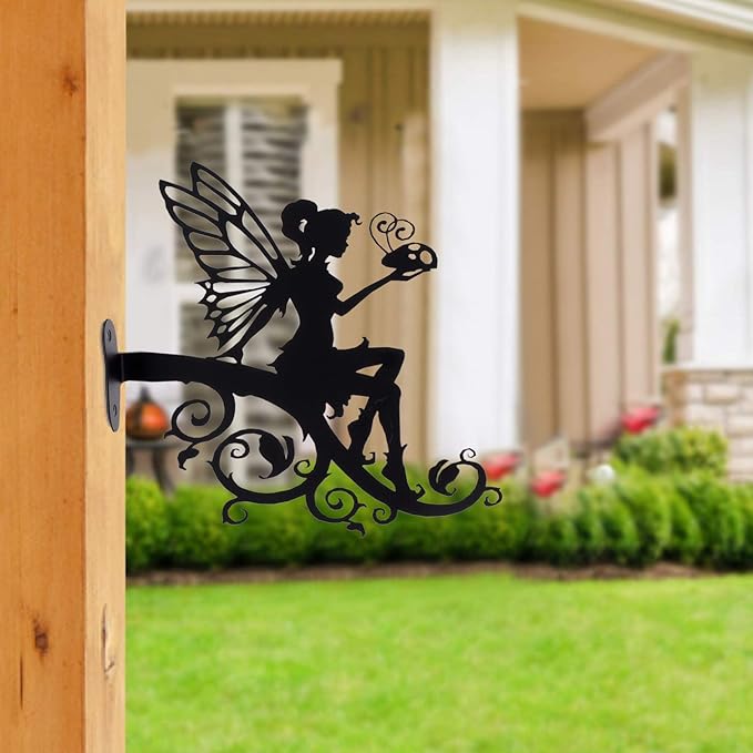 DOITOOL Decorative Hanging Plant Bracket, Fairy Hook Iron Bracket Outdoor Plant Hanger for Hanging Flower Pots Bird Feeder Lantern and Wind Chimes