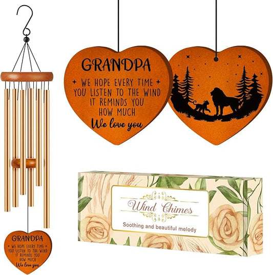 Grandpa Gifts, Birthday Gifts for Grandpa Wind Chimes for Outside, Birthday Gift for Grandfather from Daughter Son, Grandfather Gift for Father's Day Thanksgiving Christmas Anniversary Form Grandson
