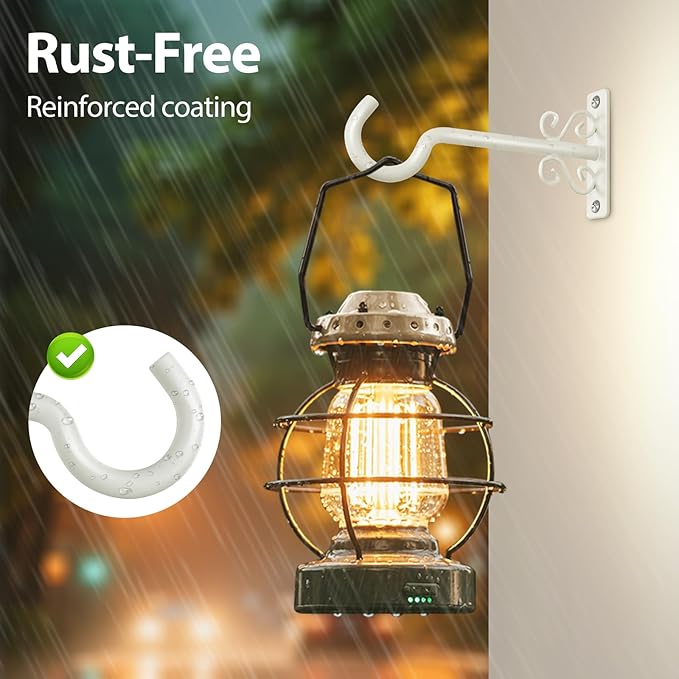 BOLITE Plant Hangers, 6 Inch Hanging Plant Brackets Outdoor or Indoor, Wall Hooks for Hanging Hummingbird Feeders, Bird Feeders, Planters, Lanterns, Wind Chimes, String Lights, 2 Pack, Retro White