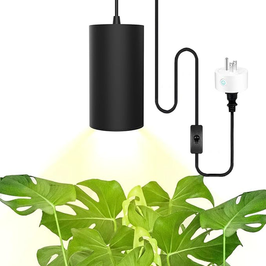 STERREN Hanging Grow Lights,Plug in Pendant Light for Indoor Plants,Full Spectrum Plant Light with ON/Off Switch, Auto Timer Decorative LED Grow Light with 21 FT Power Cord