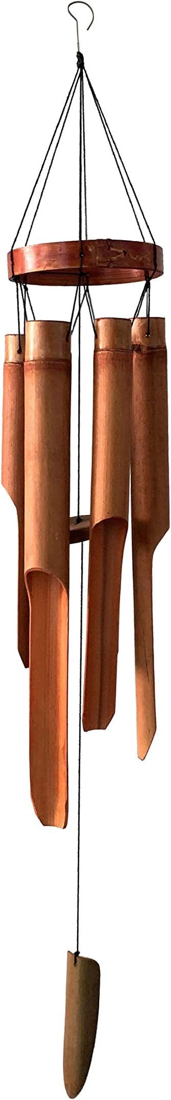 Classic Bamboo Wind Chimes with Circle Top, Wood Wooden Wind Chimes Outdoor, Deep Tone Soothing Sound (34)