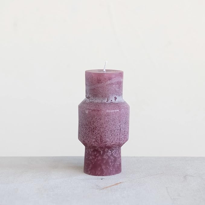 Creative Co-Op Unscented Totem Pillar, Pinot Candles, 3" L x 3" W x 6" H, Purple