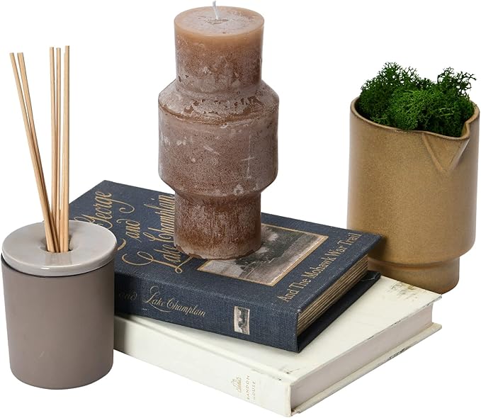 Creative Co-Op Unscented Totem Pillar, Cappuccino Candles, 3" L x 3" W x 6" H, Brown