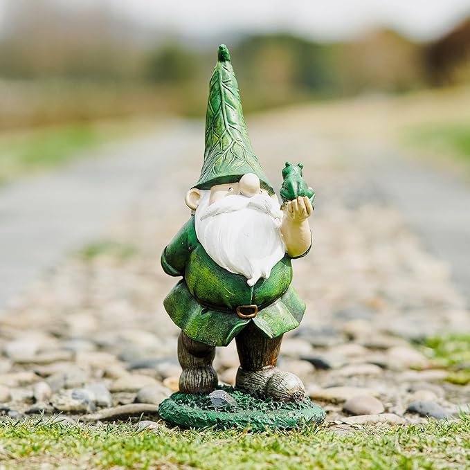 Topadorn Resin Gnome Statue - Outdoor Garden Decorative Frog Statuary