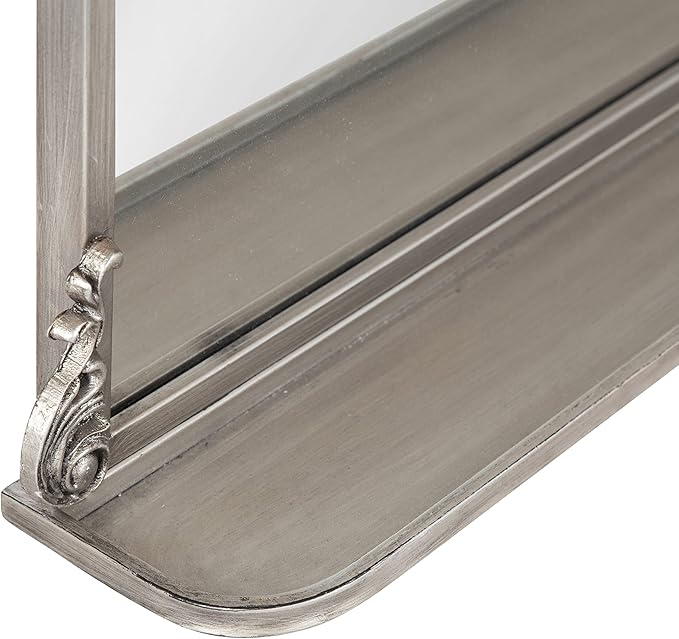 Kate and Laurel Arendahl Antique Vintage Arched Mirror with Shelf for Traditional Home Décor, 21x32, Silver