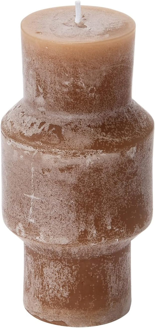 Creative Co-Op Unscented Totem Pillar, Cappuccino Candles, 3" L x 3" W x 6" H, Brown