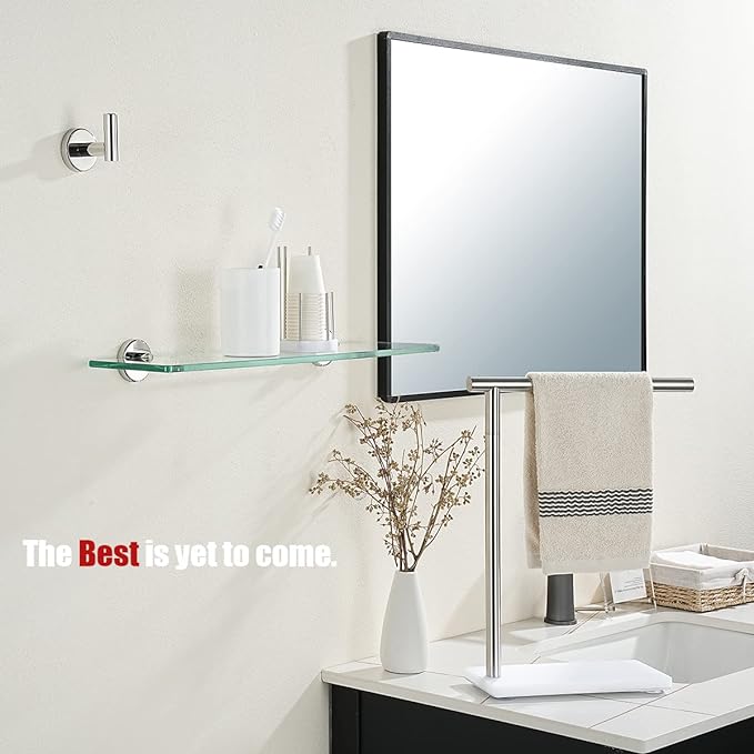 JQK Bathroom Glass Shelf Chrome, Tempered Glass Shower Storage 20 by 5 inches, 304 Stainless Steel Polished Chrome Wall Mount, 2 Pack, TGS101L20-CH-P2