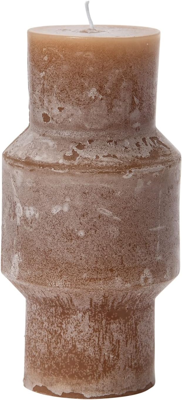 Creative Co-Op Unscented Totem Pillar, Cappuccino Candles, 3" L x 3" W x 6" H, Brown