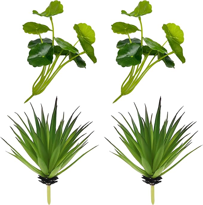 Artificial Succulent Plants Agave-Penny Grass 4 Pcs Fake Succulents Unhydrated Yucca Real Touch Lifelike Plants Fake Succulents Greenhouse DIY Garden Home Office Decoration Fake Suculents