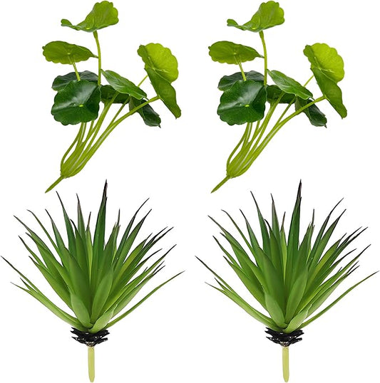Artificial Succulent Plants Agave-Penny Grass 4 Pcs Fake Succulents Unhydrated Yucca Real Touch Lifelike Plants Fake Succulents Greenhouse DIY Garden Home Office Decoration Fake Suculents