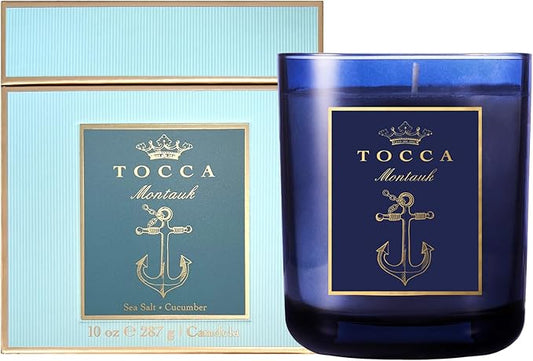 TOCCA Montauk 10oz Candle - Sea Salt & Cucumber Scented, Hand Poured Soy-Wax Blend with 100% Cotton Wick, 60 Hour Burn Time