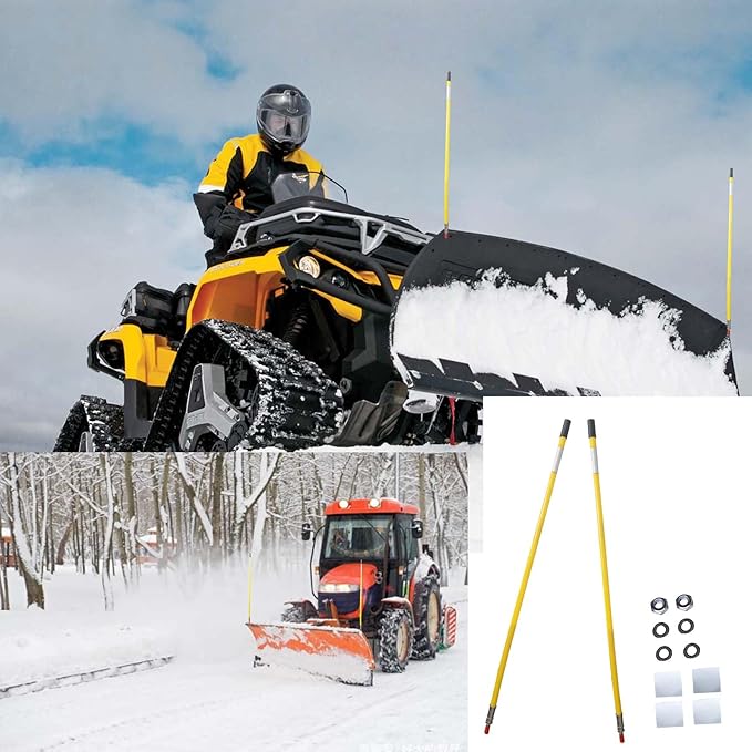 24''Yellow Snow Plow Blade Markers Guides Kit Vertical Stud Mount Striking Never Break Fit for Blizzard Boss SNO-Way Western Snowplows & Many More Pickup Truck SUV UTV ATV