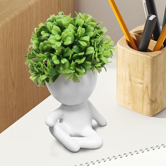 Zerzsy Small Artificial Succulents Potted Plants, Faux Succulents Desk Decoration, Fake Plants Wall Decor for Girls Gift, Home Office Bookshelf Decor - Set of 1